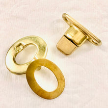 Load image into Gallery viewer, Common Sense Fasteners - Gilt Brass 6mm Turnbuttons, Washer and Eyelet Set
