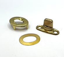 Load image into Gallery viewer, Common Sense Fasteners - Gilt Brass 6mm Turnbuttons, Washer and Eyelet Set
